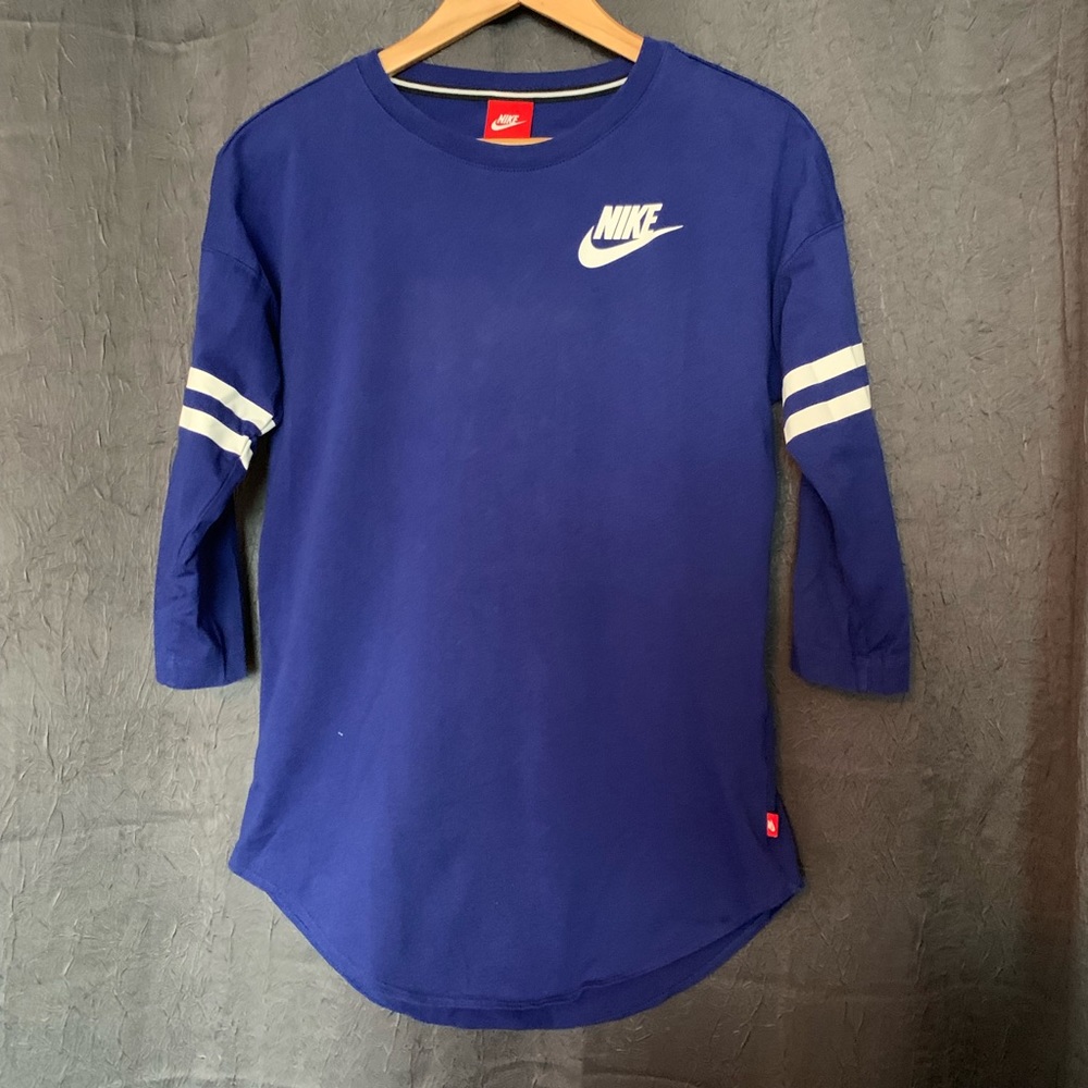 Nike Blue/Yellow Three-quarter Sleeve Top - Size S